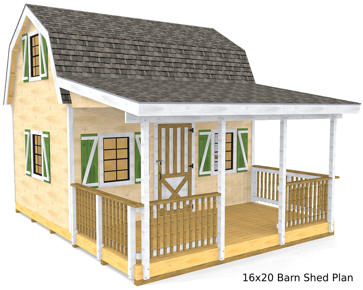 DIY Barn Shed Plans 3‑Sizes 2 Story & Front Porch Design - Paul's Sheds