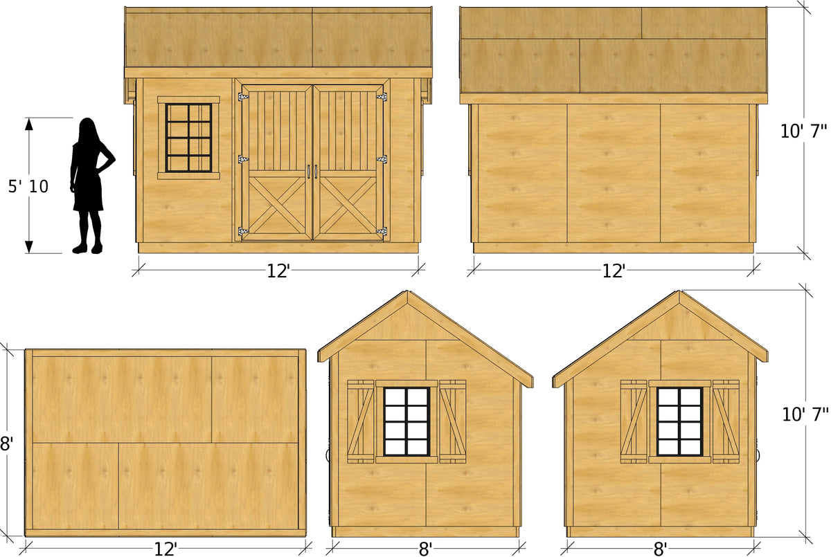 Ernest Shed Plan 2‑Sizes Saltbox Storage Shed Design - Paul's Sheds