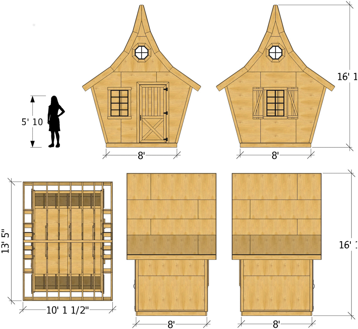 10x12 Rosemary Shed Plan Whimsical, Storybook Garden 