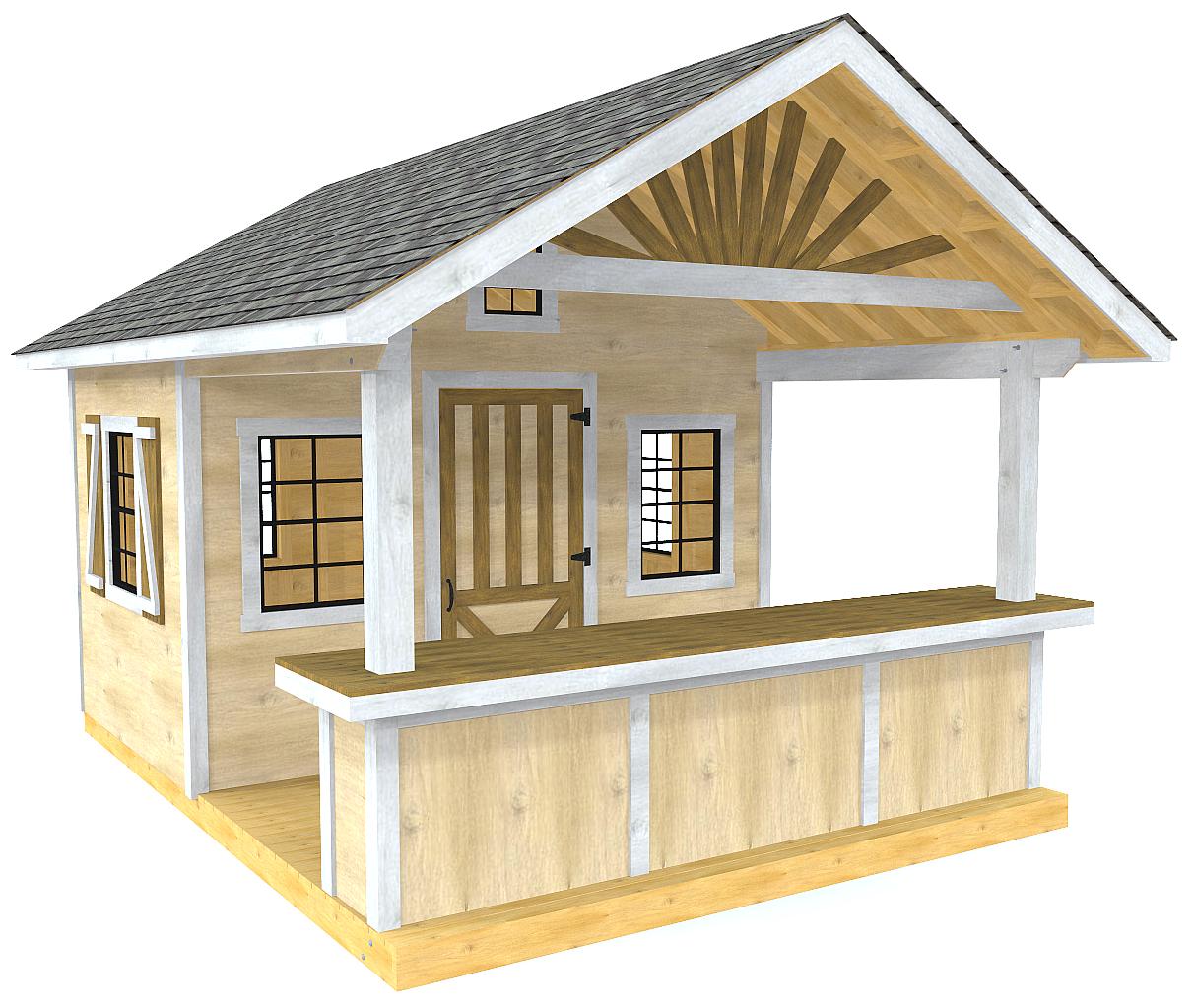 treated side lofted barn cabin available in 10', 12', 14