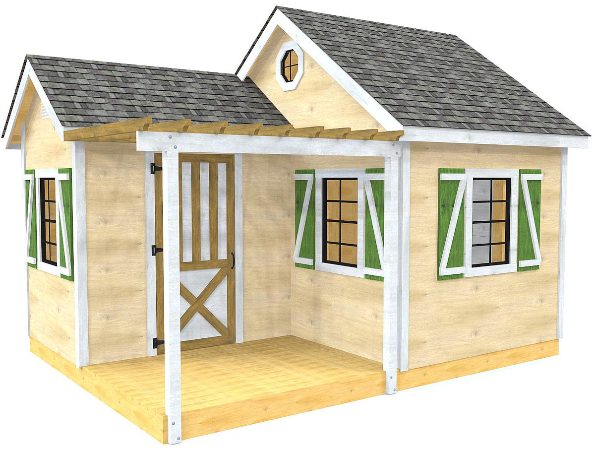 12x16 Wallace Shed Plan | Gable, Porch &amp; Purgola Designs ...