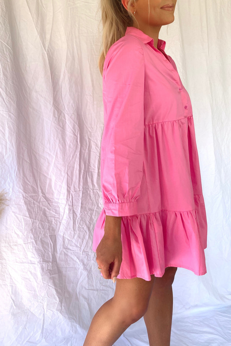 Bubblegum Pink Poplin Dress