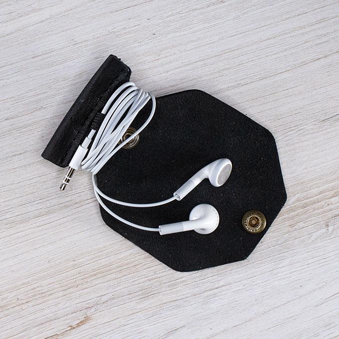 Premium Leather Headphone Cord Organizer Earphone Wrap