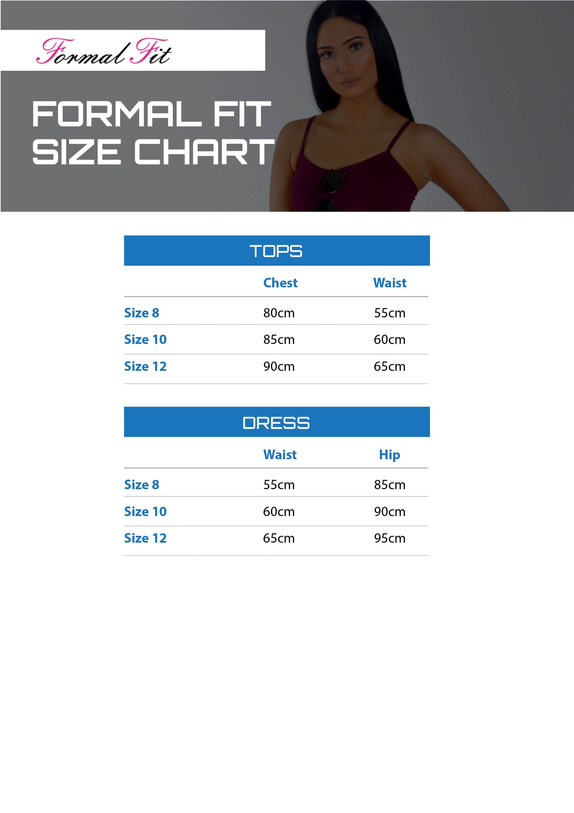 Formal Fit Size Chart