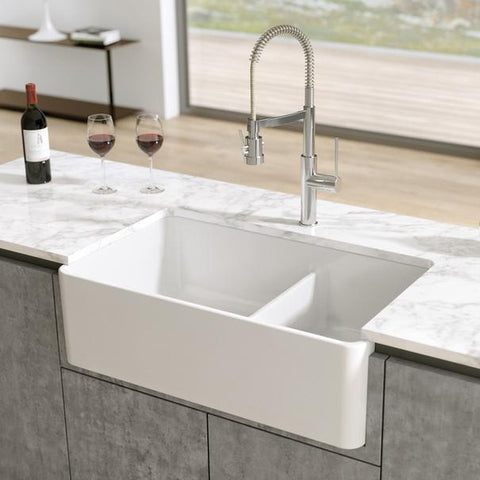 33" Latoscana Double Bowl Farmhouse Sink