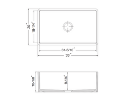 Dimensions for 33-inch sink from Houzer