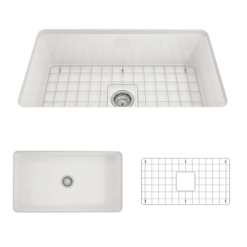 Bocchi Sotto 32 Fireclay Undermount Single Bowl Kitchen Sink White 1362 001 0120