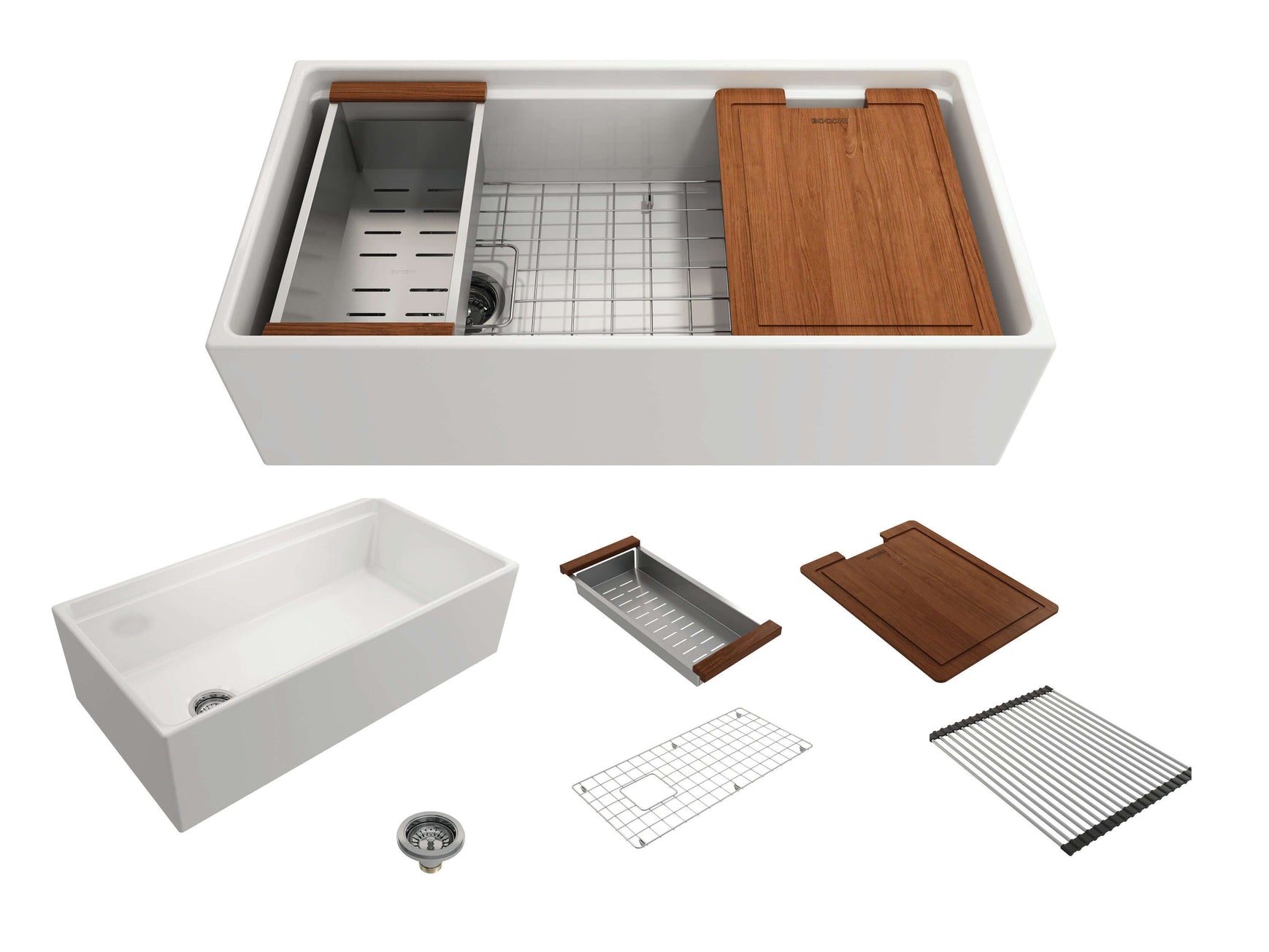 Fireclay Farmhouse Sink - BOCCHI 1505-001-0120 | The Sink Boutique