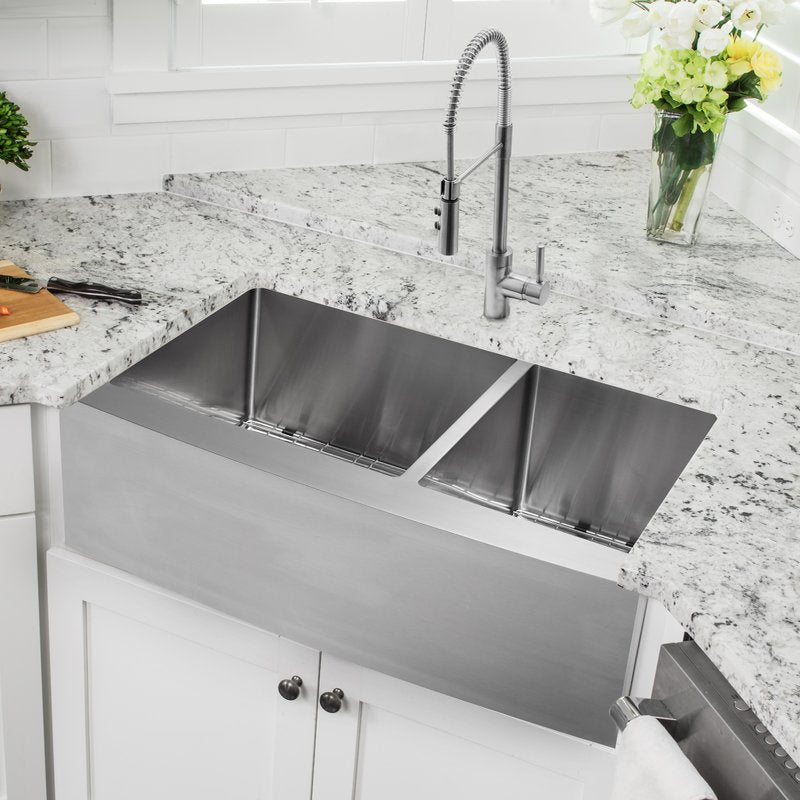 Cahaba 33 Stainless Steel Double Bowl Farmhouse Sink Set With Faucet