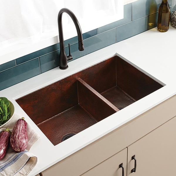 Native Trails Cocina Duet 33 Copper Kitchen Sink 60 40 Double Bowl