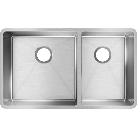 Elkay Ectrurt Crosstown 32 Stainless Steel Kitchen Sink 60 40 Double Bowl Polished Satin The Sink Boutique