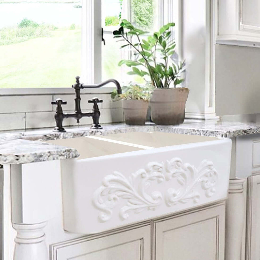 Nantucket Sinks Vineyard 33 Fireclay Farmhouse Sink Double Bowl Whi