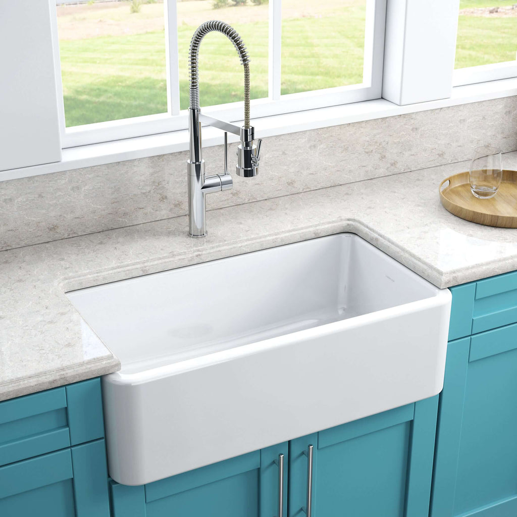 Latoscana 33 Fireclay Farmhouse Apron Sink Reversible White Lfs3318w