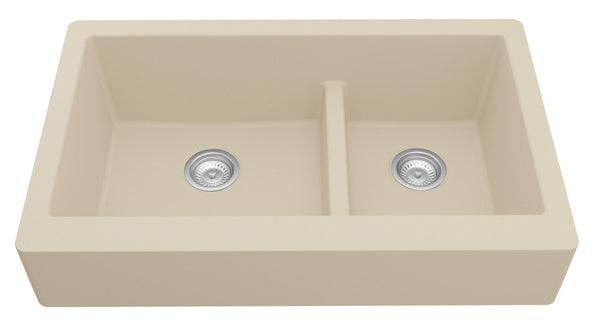 Karran 34" Quartz Retrofit Farmhouse Sink, 60/40 Double ...