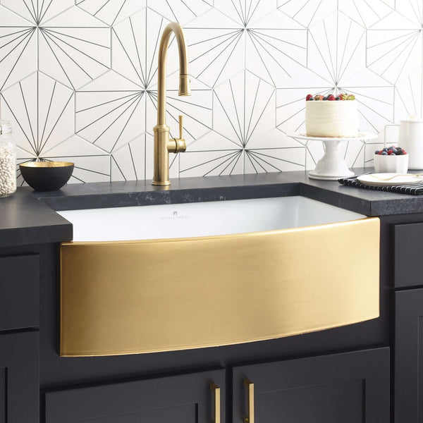 Native Trails Rendezvous 33 Fireclay Farmhouse Sink Matte Gold Pmk3