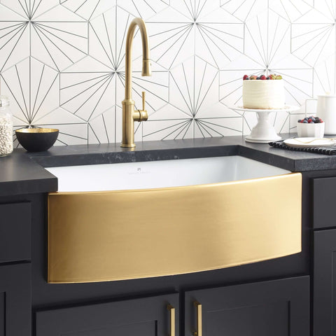 Native Trails Rendezvous 33-inch Fireclay Farmhouse Sink, Matte Gold, PMK3320-G | The Sink Boutique