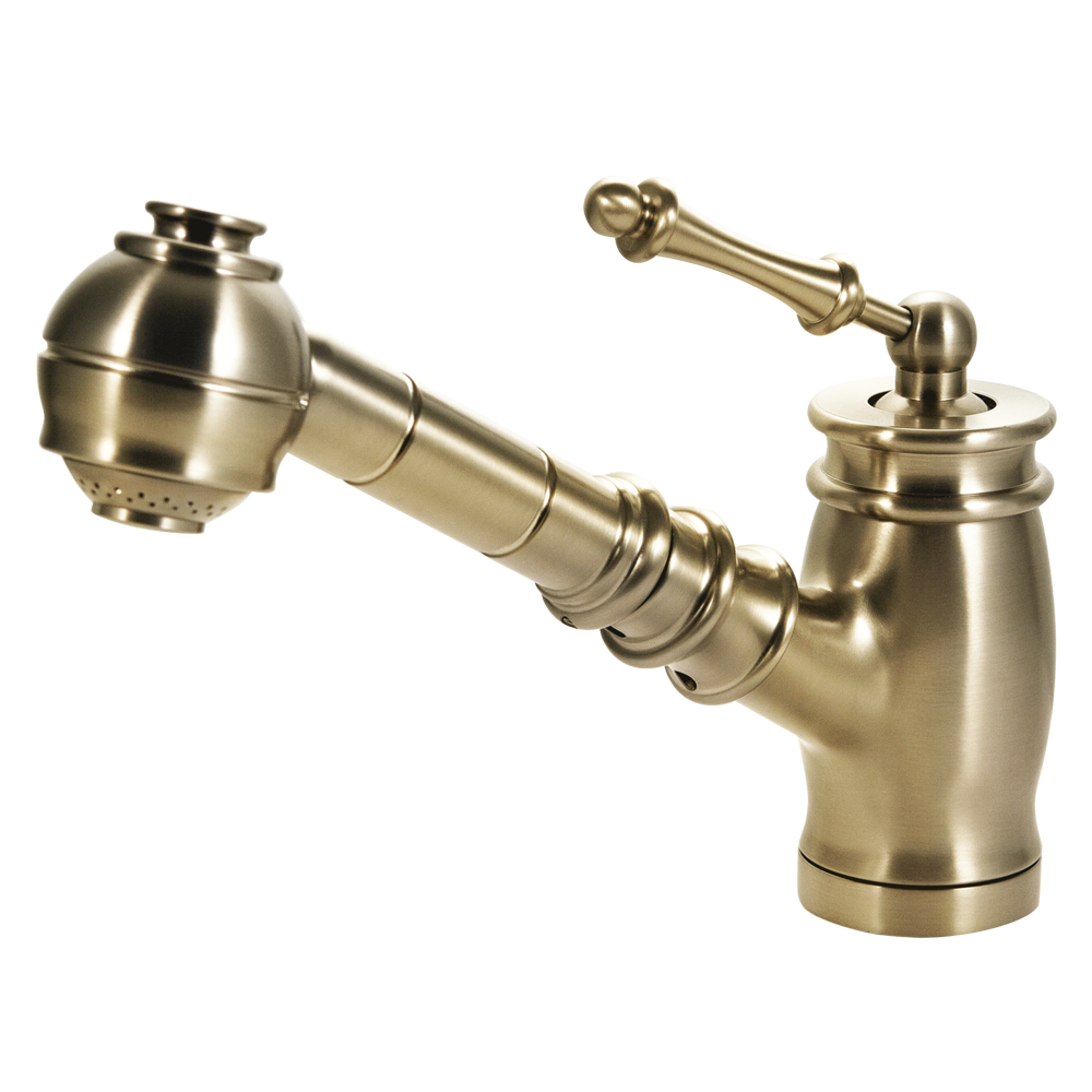Houzer Scepter Pull Out Solid Brass Faucet Brushed Brass