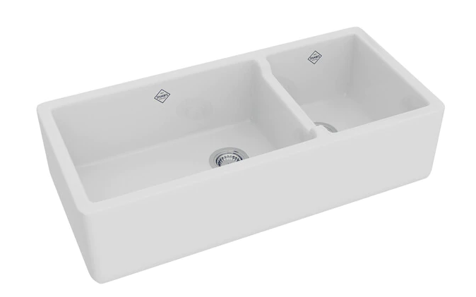 Rohl Shaws 40 Fireclay Double Bowl Farmhouse Apron Sink White Rc4019