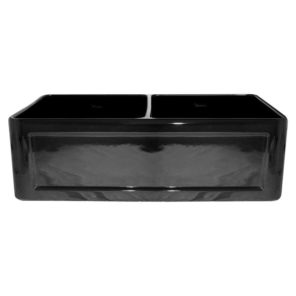 Whitehaus 33 Fireclay Double Bowl Farmhouse Apron Sink Black – The