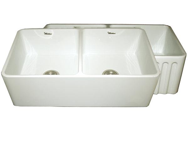 Whitehaus 33 Fireclay Double Bowl Farmhouse Sink Biscuit Whflpln3318