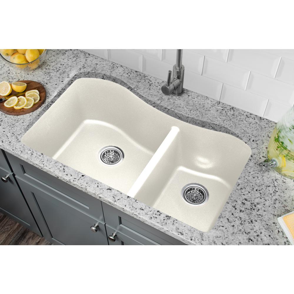 33 Quartz Double Bowl Undermount Kitchen Sink