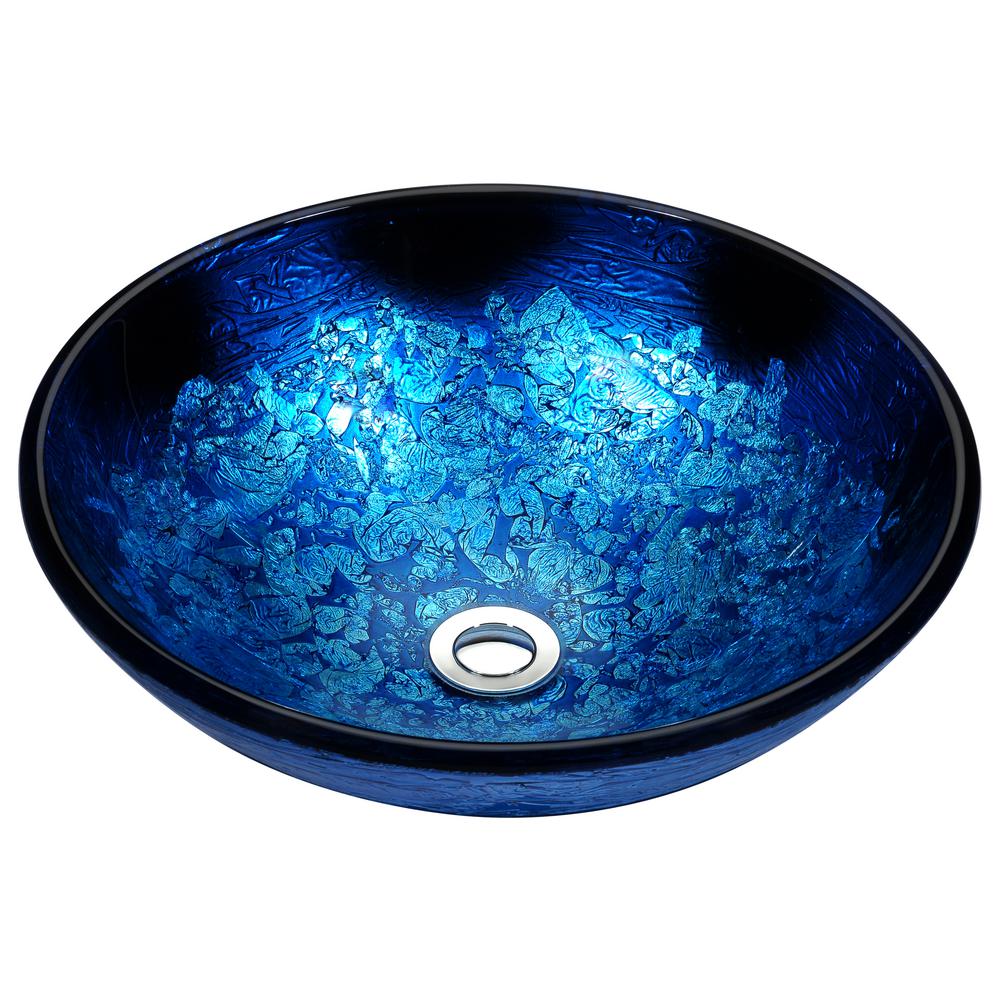 16 Stellar Series Deco Glass Vessel Sink In Blue Blaze Ls Az161