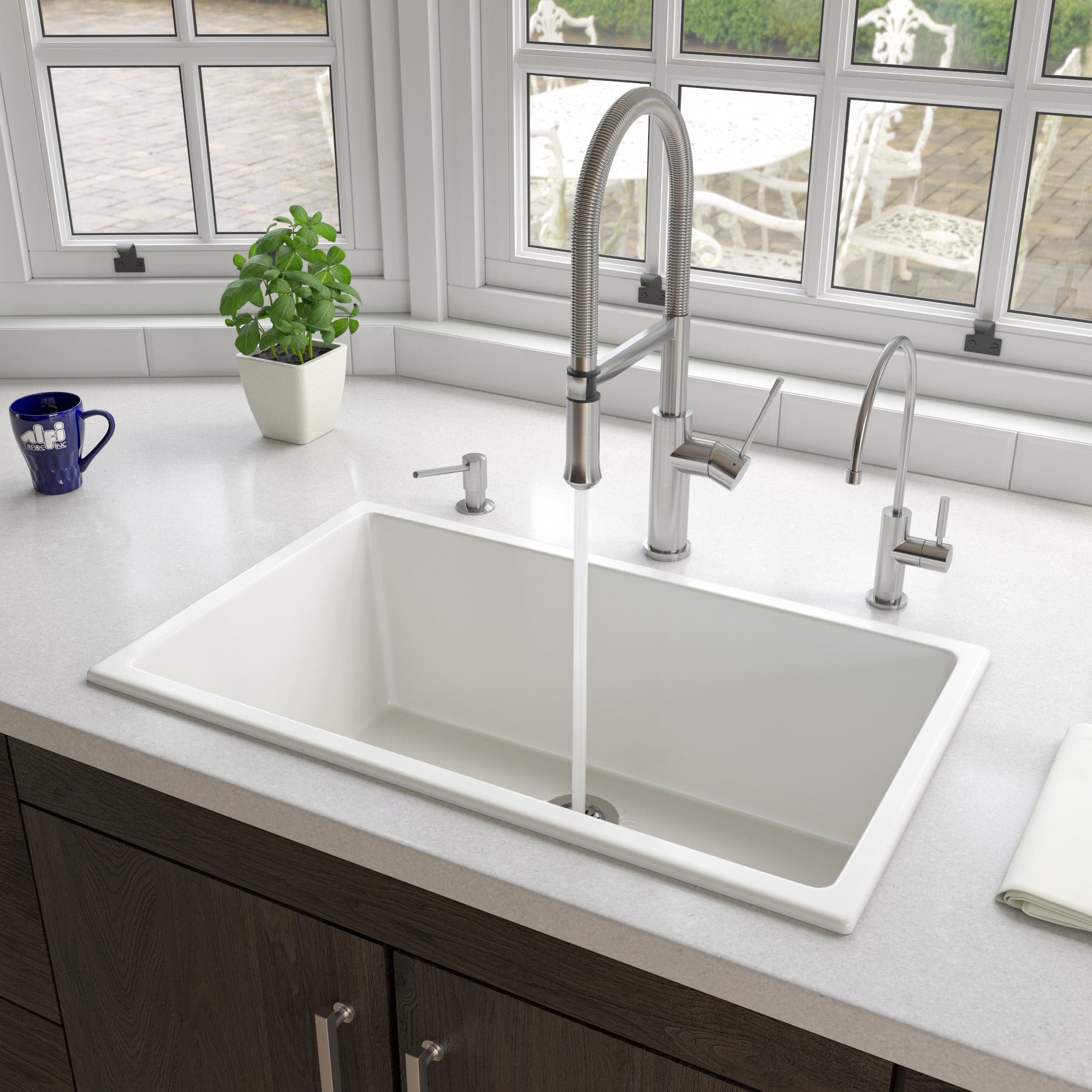 ALFI brand 30" Fireclay Undermount Kitchen Sink, White, AB3018UD-W