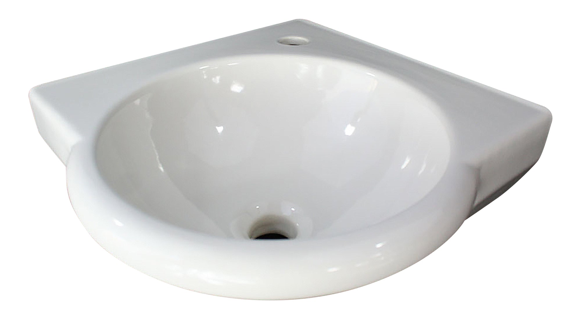 Alfi White 15 Round Corner Wall Mounted Porcelain Bathroom Sink Ab104