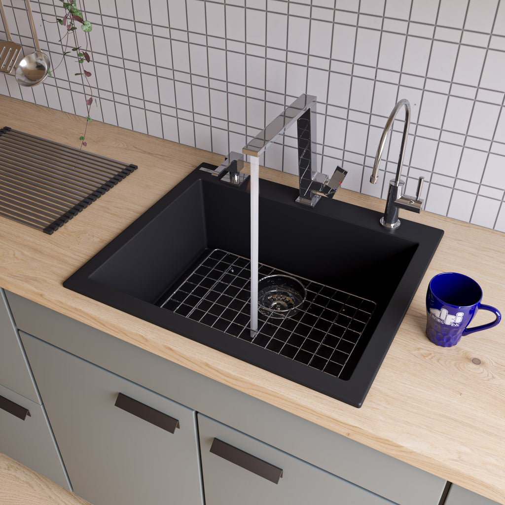 ALFI Black 24 Drop In Single Bowl Granite Composite Kitchen Sink The   Ryxuu8fisqqieyhkoyg3 1024x1024 