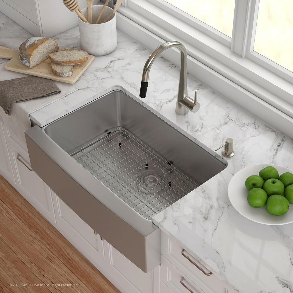 Kraus 30 Stainless Steel Single Bowl Farmhouse Apron Kitchen Sink Khf200 30