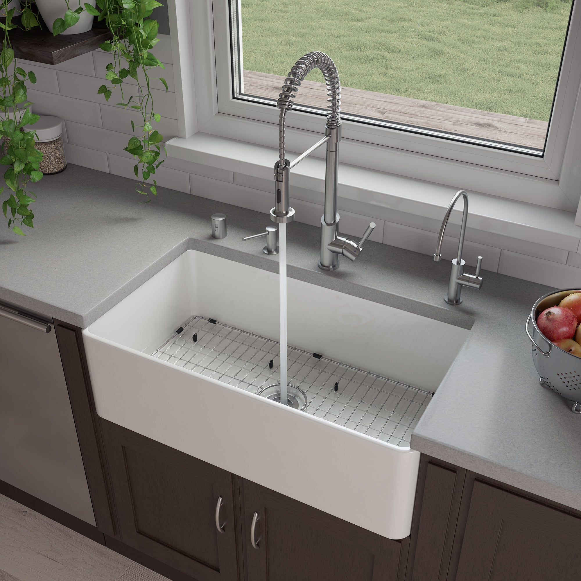 ALFI brand 33" Fireclay Farmhouse Sink, White, ABF3318S-W