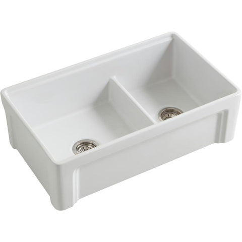 Empire Industries Tosca 33" Fireclay Farmhouse Sink, 60/40 ...