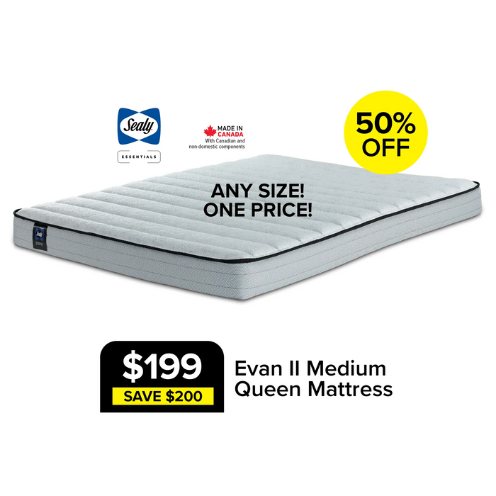 Evan II Medium Queen Mattress Any Size One Price for $199 Save $200 50% Off