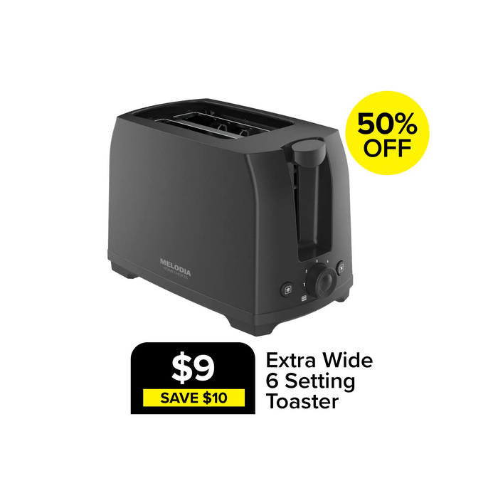 Extra Wide 6 Setting Toaster for $9 Save $10 50% Off