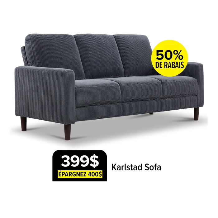 Karlstad Sofa for $399 Save $400 50% Off