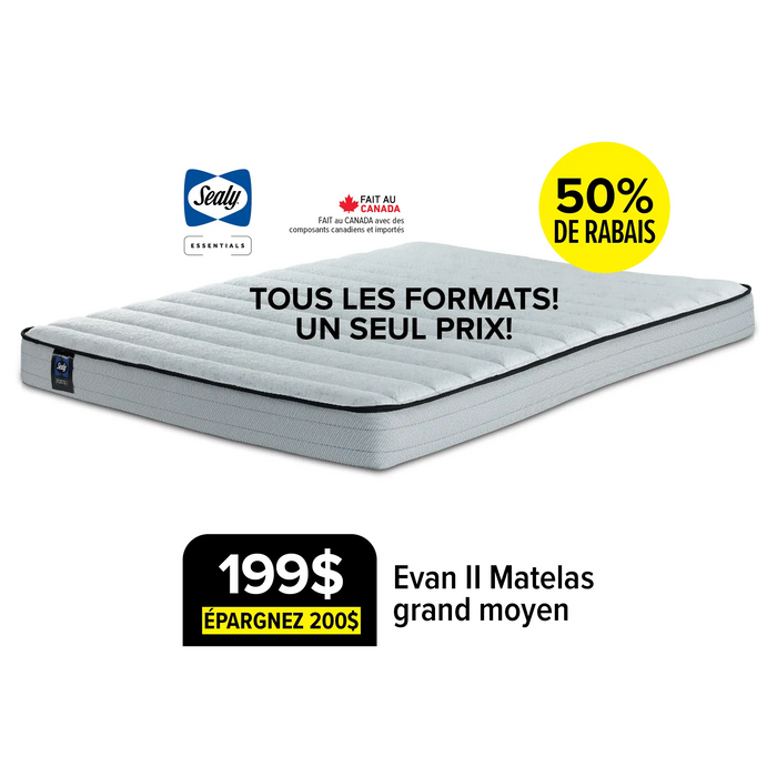 Evan II Medium Queen Mattress Any Size One Price for $199 Save $200 50% Off