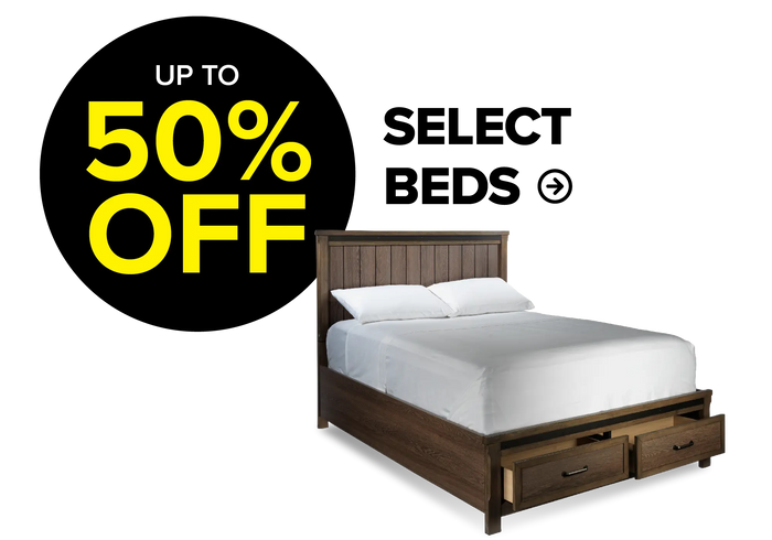 Up to 50% off select beds with wooden bed frame image