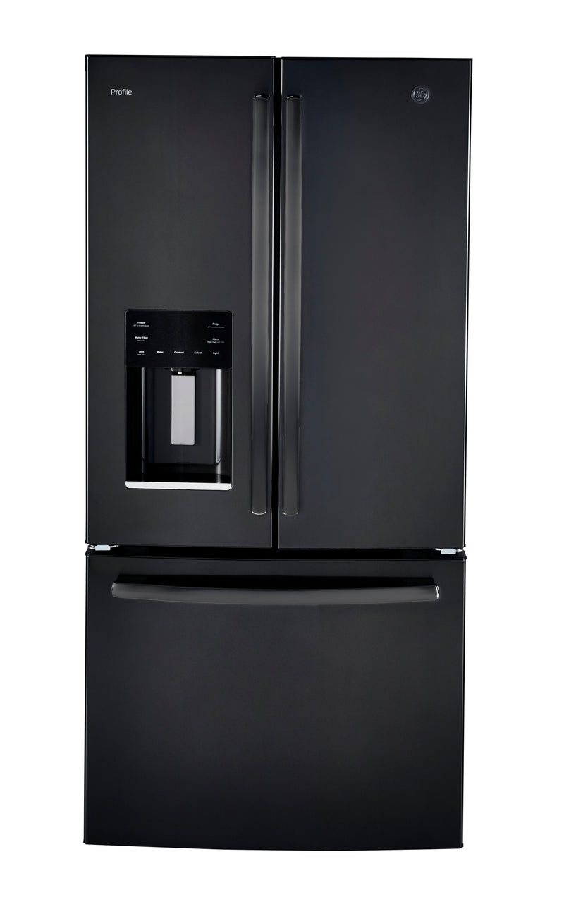 black stainless steel refrigerator side by side