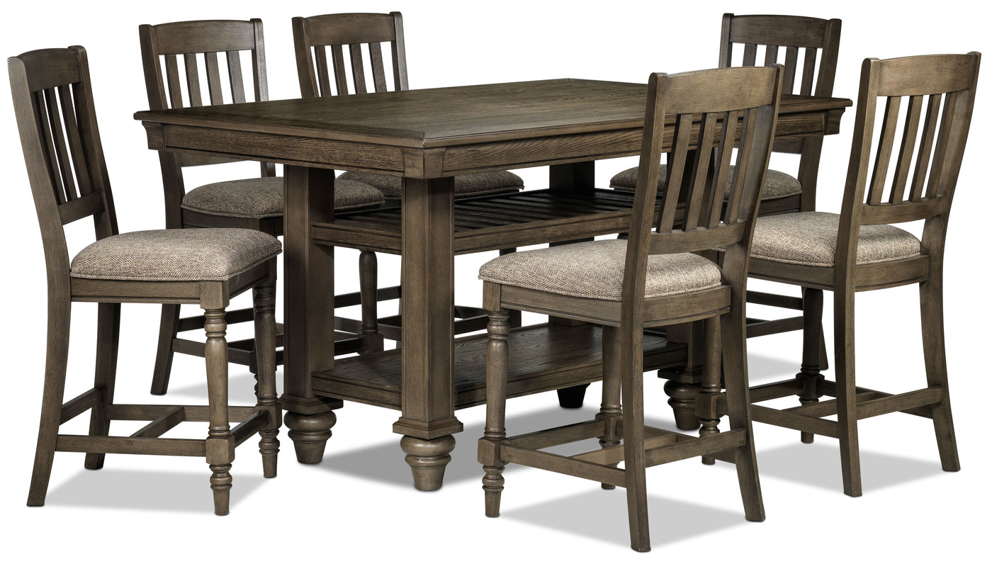 Bilboa 7 Piece Counter Height Dining Room Set Roasted Oak