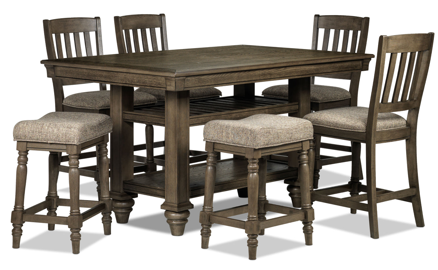 Bilboa 7 Piece Counter Height Dining Room Set With 2 Stools Roasted Oak