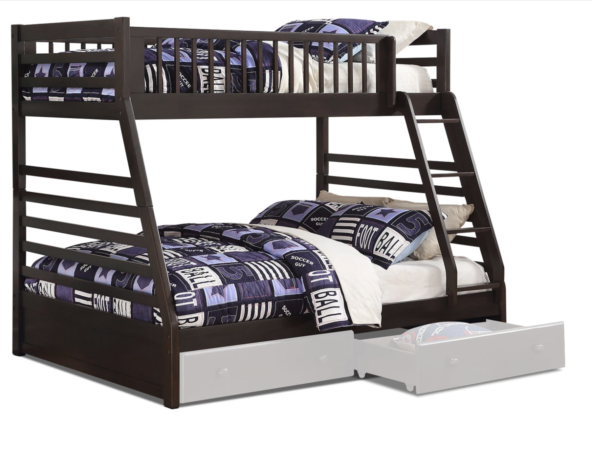 grey bunk beds twin over full