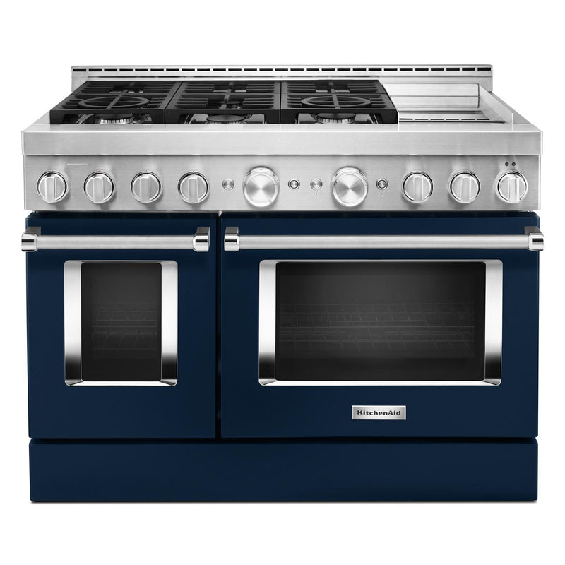 KitchenAid Ink Blue Smart Freestanding Double Oven Gas Range 6 3 Cu   47955890 HC 800x 