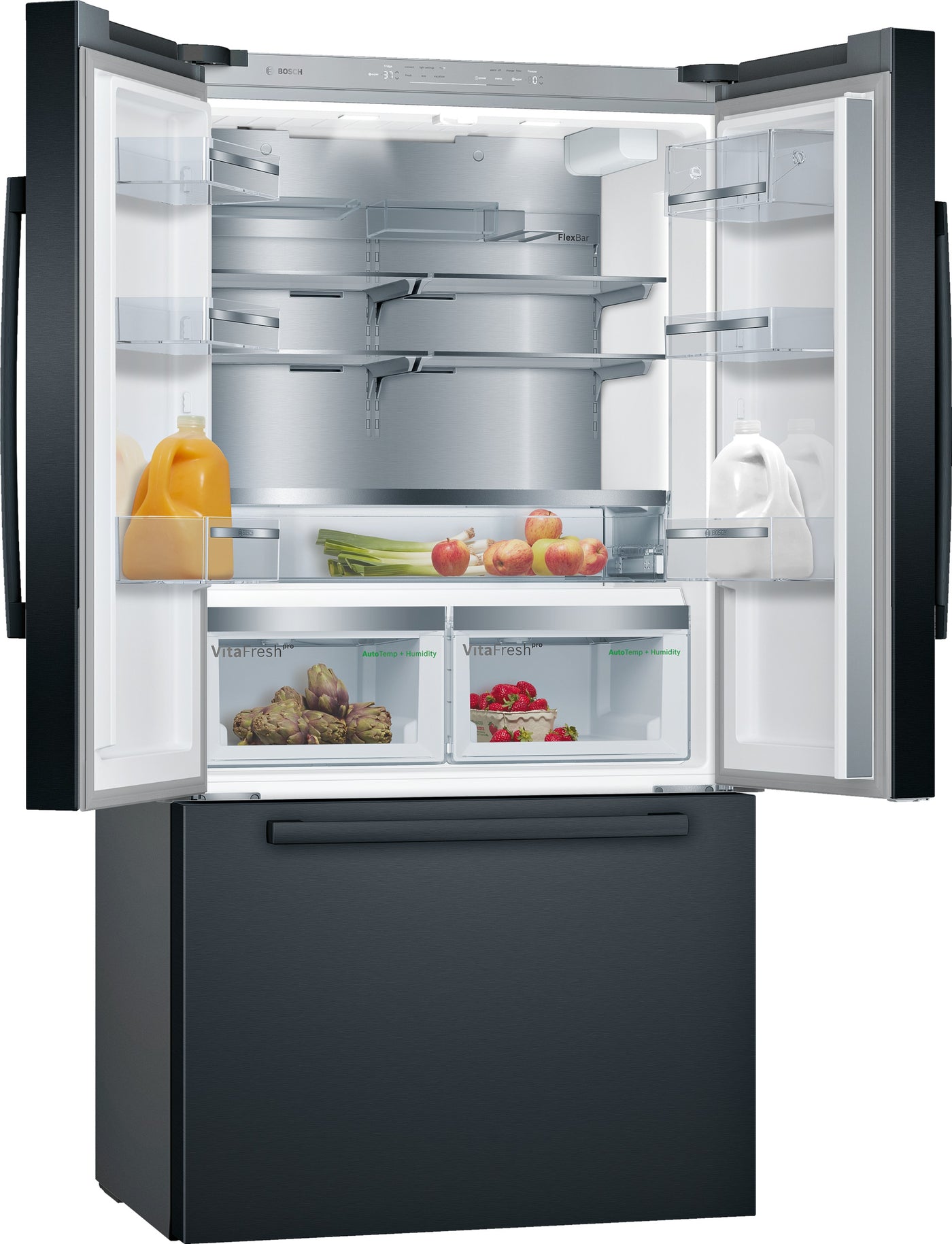 Bosch 800 Series Black Stainless Steel Counter Depth French Door Refrigerator B36ct80snb Leon S