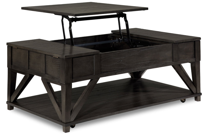 Brandon Table de centre à dessus relevable – gris africain