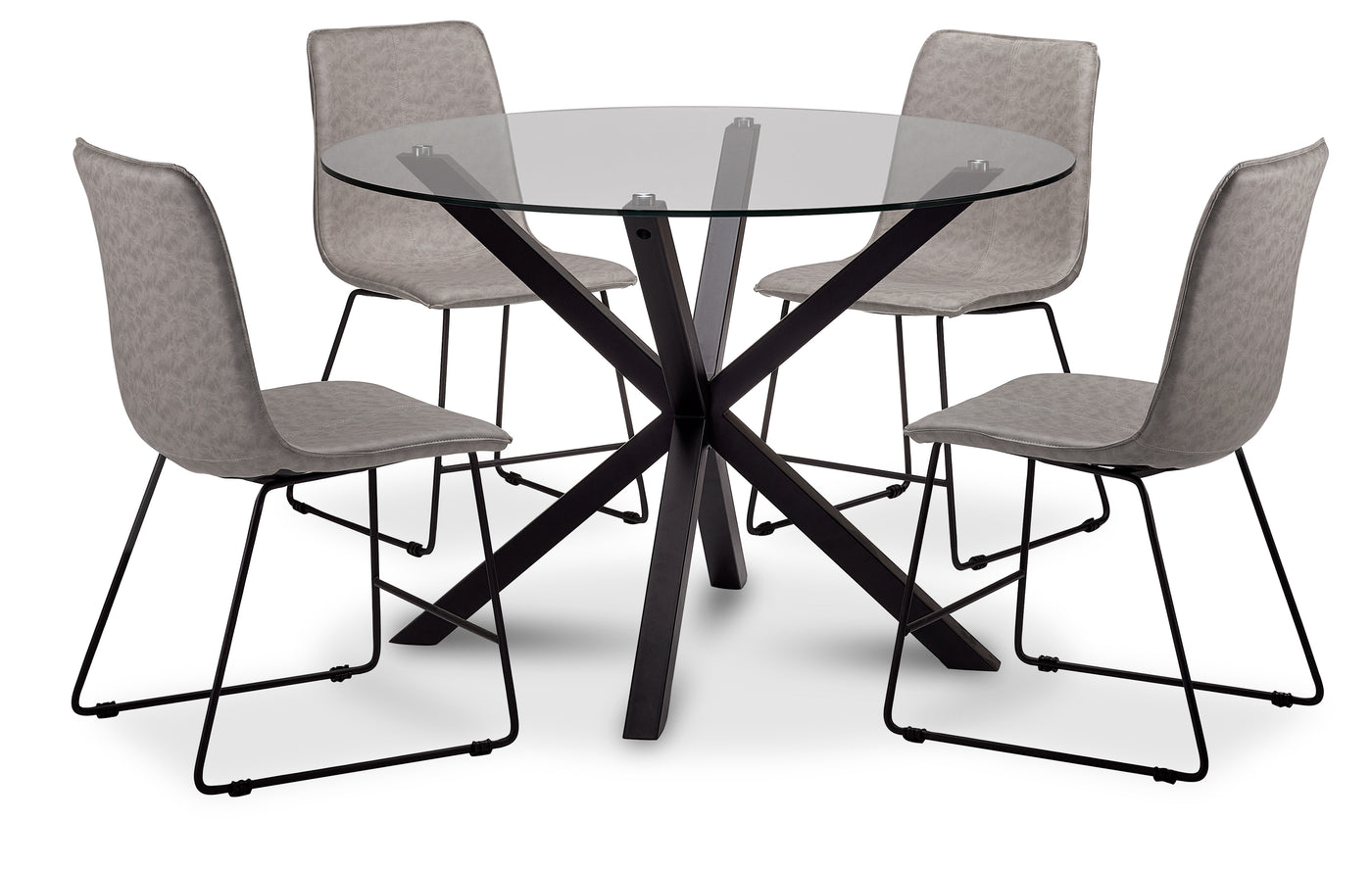 5 piece round dining set grey