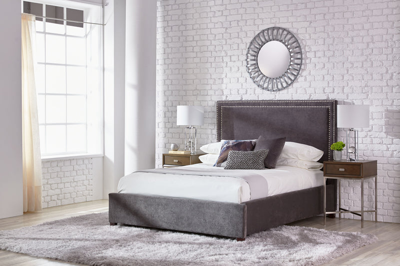 Cloud Queen Upholstered Bed - Charcoal | Leon's