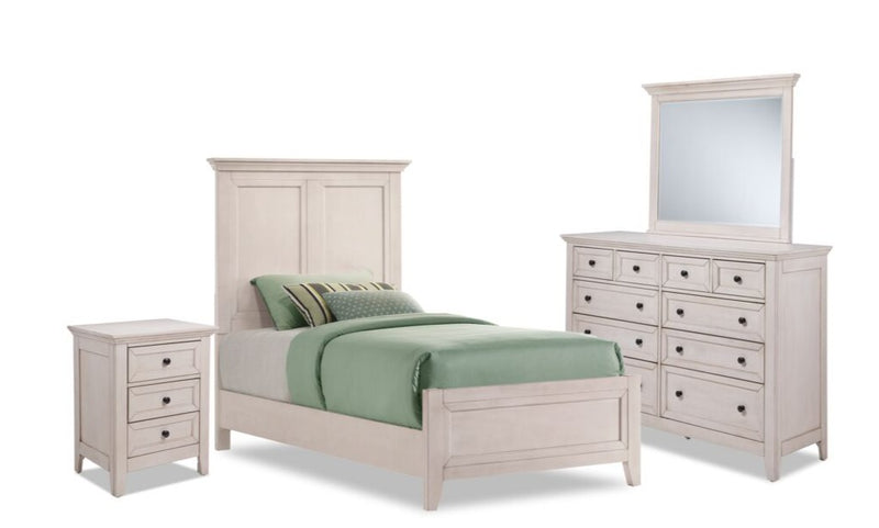 San Mateo 6-Piece Twin Panel Bedroom Package - Antique White - Casual Contemporary - Wood