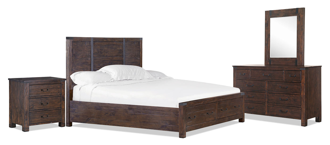 Pine Hill 6 Piece King Storage Bedroom Set Rustic Pine Leon S