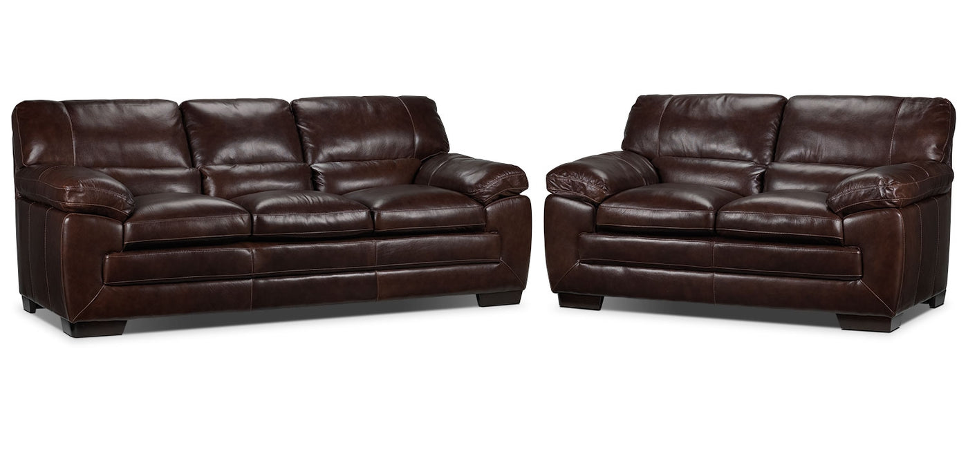 Amarillo Sofa And Loveseat Set Brown Leon S