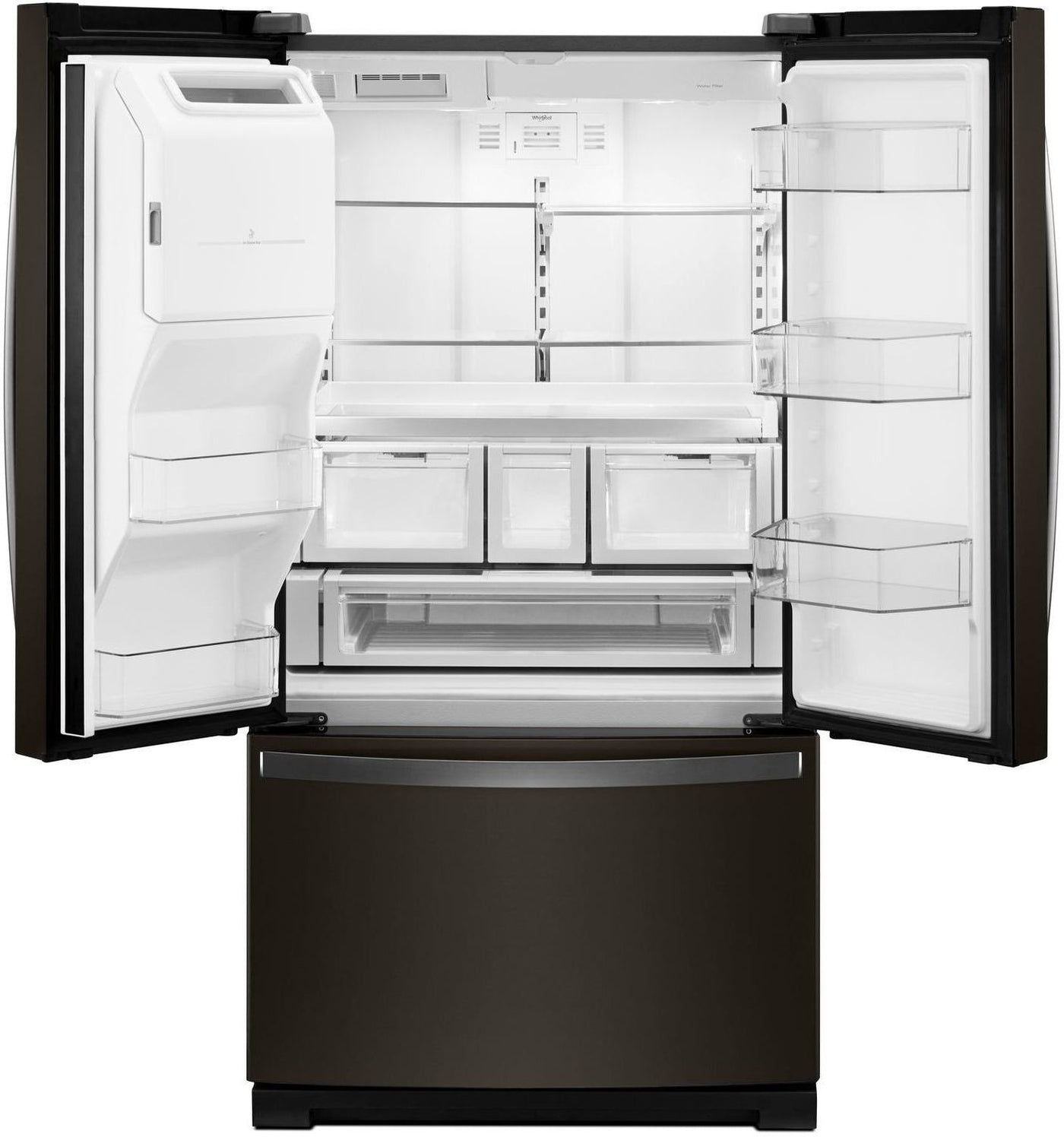 black and stainless steel refrigerator